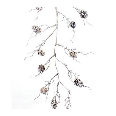 Melrose Flocked Artificial Pinecone Twig Garland 2-piece Set