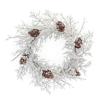 Melrose Frosted Artificial Woven Twig & Pinecone Wreath