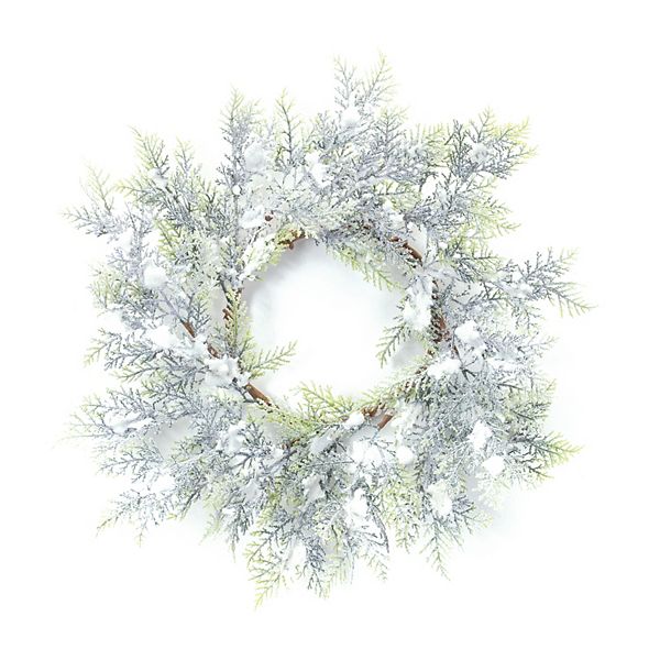 Melrose International Flocked Pine Eucalyptus Berry Wreath 28
