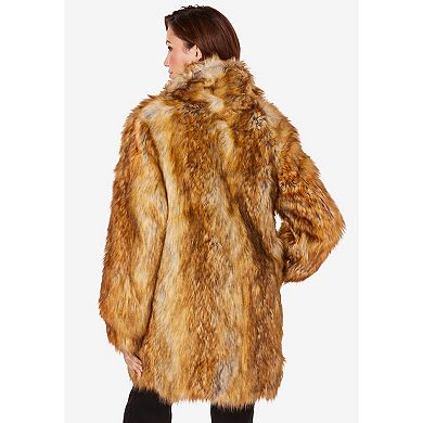 Roaman's Women's Plus Size Short Faux Fur Coat