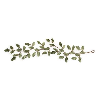 Melrose Glittered Artificial Holly Leaf Garland 2-Piece Set