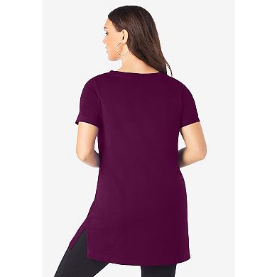Roaman's Women's Plus Size Short-Sleeve V Neck Ultimate Tunic