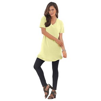 Roaman's Women's Plus Size Ultimate Cotton V-Neck Short Sleeve Tunic