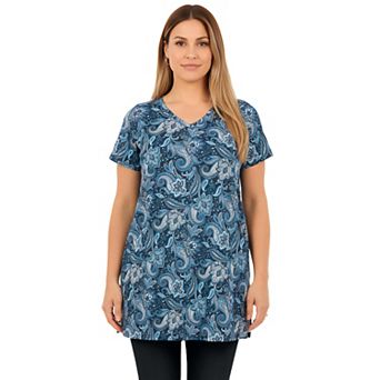 Roaman's Women's Plus Size Ultimate Cotton V-Neck Short Sleeve Tunic