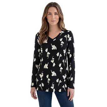 Roaman's Women's Plus Size Ultimate Long Sleeve V Neck Tee