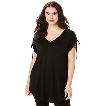 Roaman's Women's Plus Size Ruched Sleeve Ultra Femme Tunic