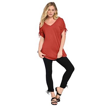 Roaman's Women's Plus Size Ruched Sleeve Ultra Femme Tunic