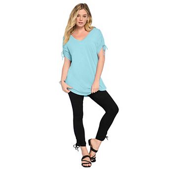 Roaman's Women's Plus Size Ruched Sleeve Ultra Femme Tunic