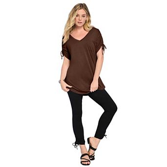 Roaman's Women's Plus Size Ruched Sleeve Ultra Femme Tunic