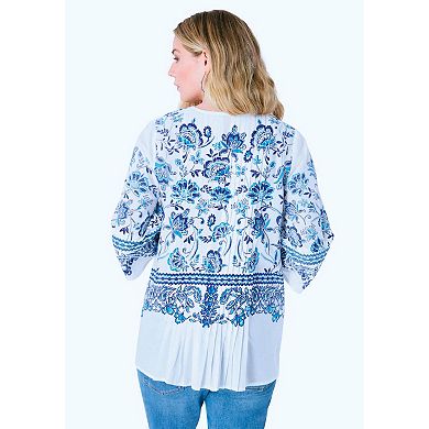 Roaman's Women's Plus Size Monique Printed Big Shirt
