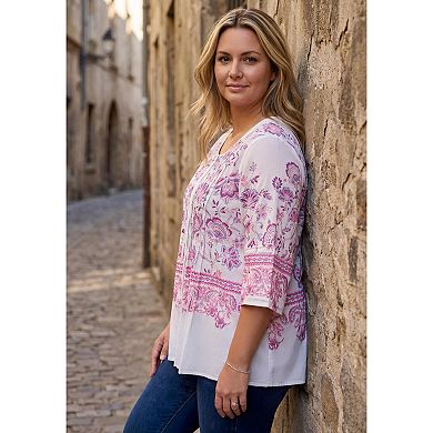 Roaman's Women's Plus Size Monique Printed Big Shirt