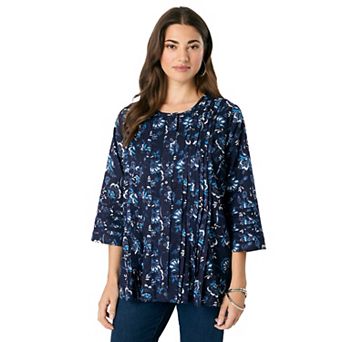 Roaman's Women's Plus Size Monique Printed Big Shirt