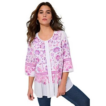 Roaman's Women's Plus Size Monique Printed Big Shirt