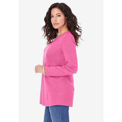 Roaman's Women's Plus Size Ultimate Long Sleeve Crewneck Tee