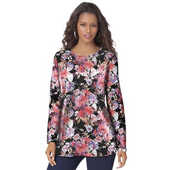 Roaman's Women's Plus Size Ultimate Cotton Crewneck Long Sleeve Tee
