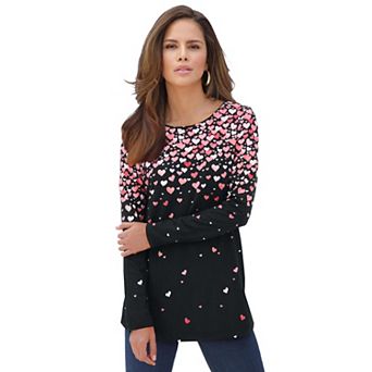 Roaman's Women's Plus Size Cotton Ultimate Long Sleeve Crewneck Tee
