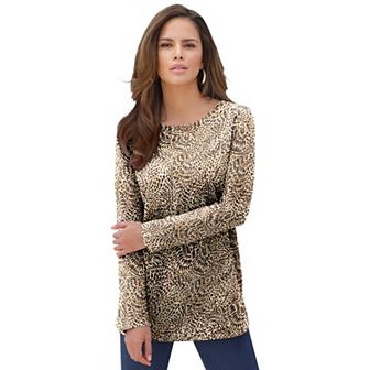 Roaman's Women's Plus Size Plus Size Cotton Ultimate Long Sleeve Crewneck Tee