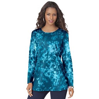 Roaman's Women's Plus Size Cotton Ultimate Long Sleeve Crewneck Tee