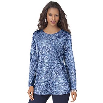 Roaman's Women's Plus Size Cotton Ultimate Long Sleeve Crewneck Tee