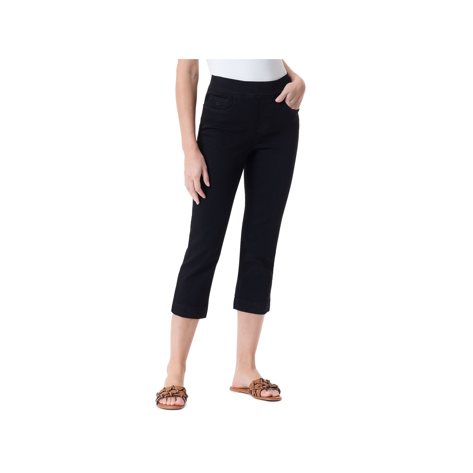 Petite Gloria Vanderbilt Amanda Pull On Capris, Womens, Size: 4 Petite, Bl