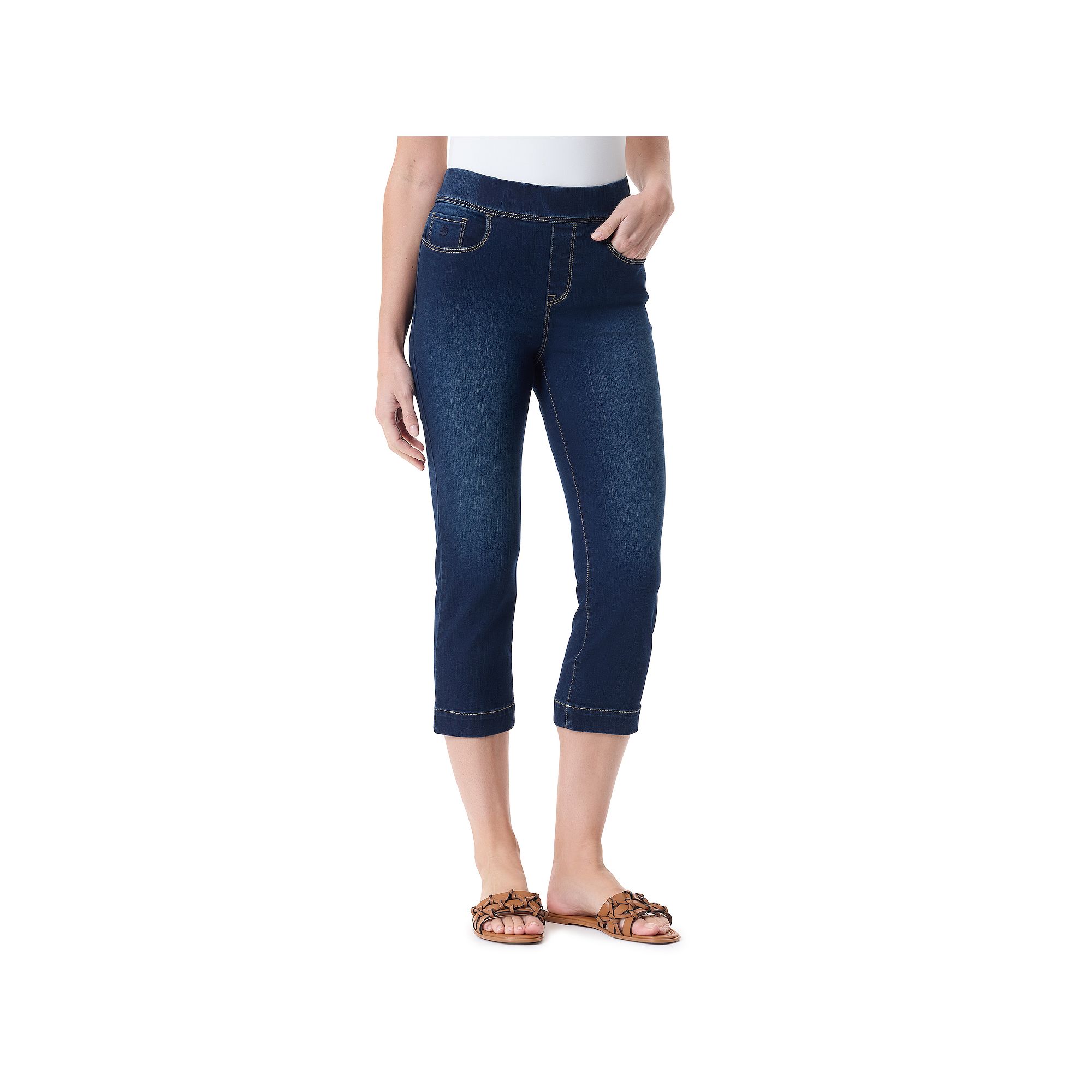 Petite Gloria Vanderbilt Amanda Pull On Capris, Womens, Size: 4 Petite, He