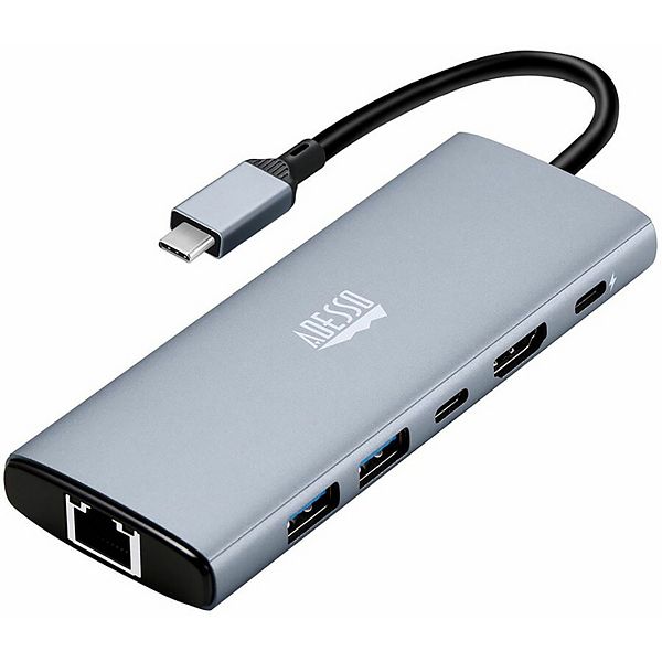 ADESSO 6-in-1 USB-C Multiport Docking Station - Silver Black