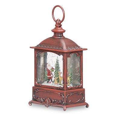 Roman LED Swirl Lantern Santa With Cardinal Holiday Table Decor
