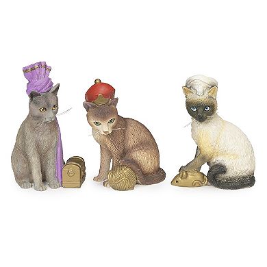 Roman 6-Piece Cat Nativity With Carry Box Holiday Table Decor Set