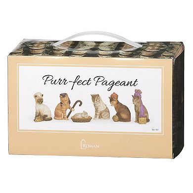 Roman 6-Piece Cat Nativity With Carry Box Holiday Table Decor Set