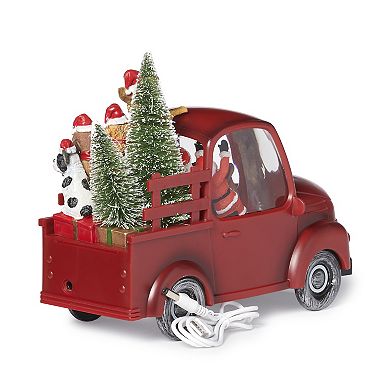 Roman Lighted Swirl Truck Dogs Holiday Table Decor