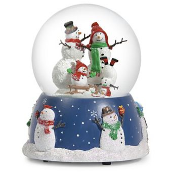 Roman Musical Snowman Family Glitterdome Table Decor