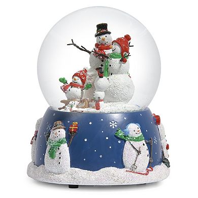 Roman Musical Snowman Family Glitterdome Table Decor