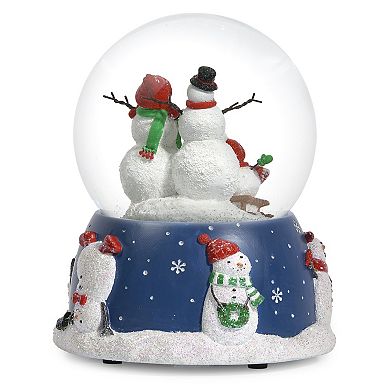 Roman Musical Snowman Family Glitterdome Table Decor