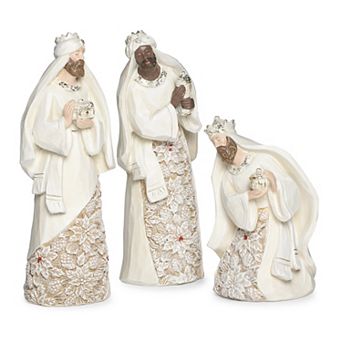 Roman 6 pc Nativity Poinsetta Pattern Holiday Table Decor Set