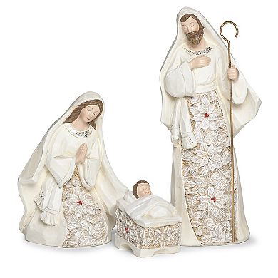 Roman 6-Piece Nativity Poinsetta Pattern Holiday Table Decor Set