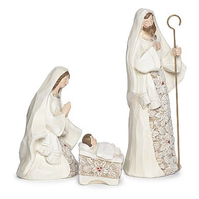 Roman 6-Piece Nativity Poinsetta Pattern Holiday Table Decor Set