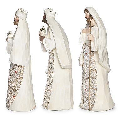 Roman 6-Piece Nativity Poinsetta Pattern Holiday Table Decor Set