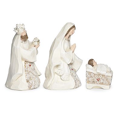 Roman 6-Piece Nativity Poinsetta Pattern Holiday Table Decor Set
