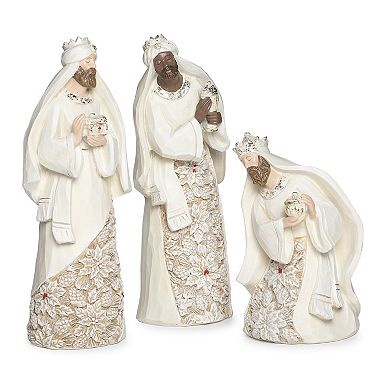 Roman 6-Piece Nativity Poinsetta Pattern Holiday Table Decor Set