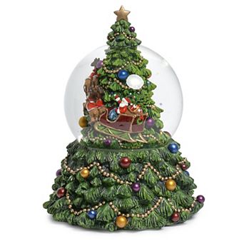 Roman Musical Santa & Deer Glitterdome Table Decor