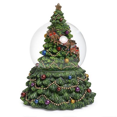 Roman Musical Santa & Deer Glitterdome Table Decor