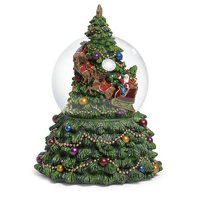 Roman Musical Santa & Deer Glitterdome Table Decor