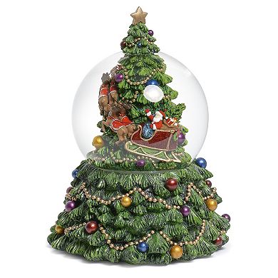 Roman Musical Santa & Deer Glitterdome Table Decor