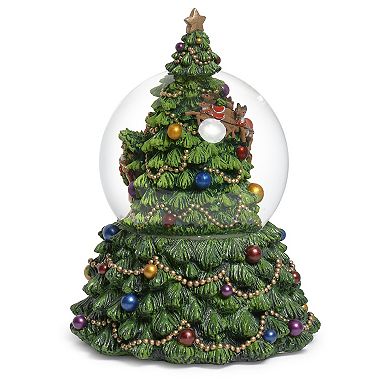 Roman Musical Santa & Deer Glitterdome Table Decor