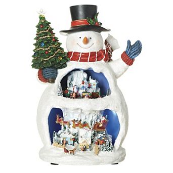 Roman Musical LED Snowman Rotating Levels Holiday Table Decor