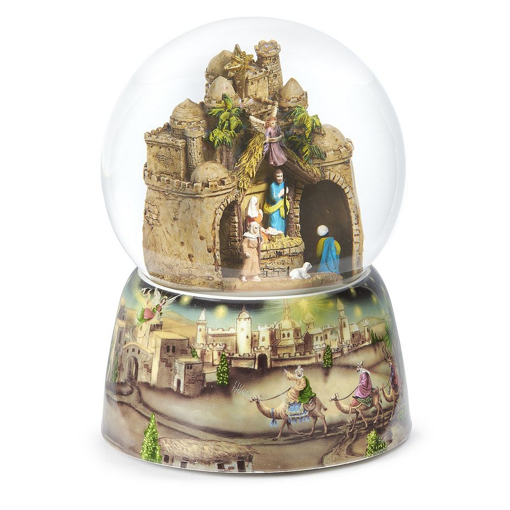 Roman MUS Glitterdome Palla Di Neve Con Treno Rotante – 14 Cm, Musicale 'We Wish You A Merry Christmas'