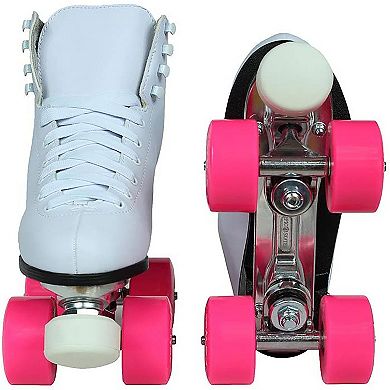 Epic Classic White & Pink Quad Roller Skates