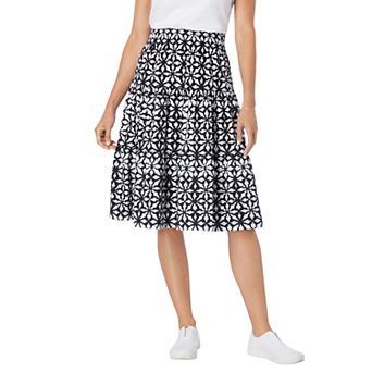 Woman Within Plus Size Elastic-Waist Knit Tiered Skirt