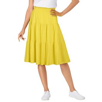 Woman Within Plus Size Elastic-Waist Knit Tiered Skirt