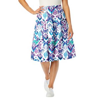 Woman Within Plus Size Elastic-Waist Knit Tiered Skirt